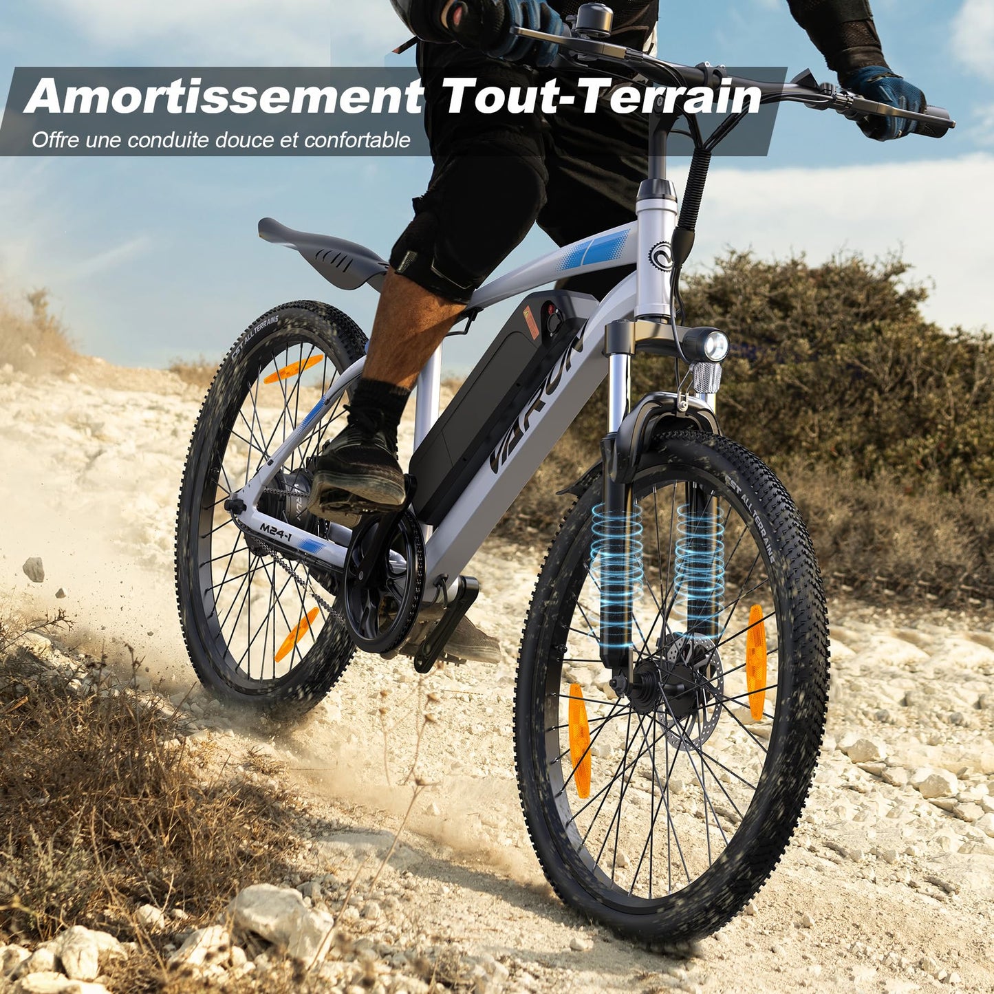 VARUN Velo Electrique, 24"/26"/27.5" VTT Électrique avec 48V/36V Batterie, Jusqu'à 55-100KM, 250W Moteur, Vélo Électrique Homme Femme avec 21/1 Vitesses, Écran LCD, Ville E-Bike avec Pédalage Assisté