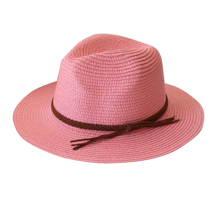 Womens Mens Wide Brim Straw Panama Hat Fedora Summer Beach UV Protection Sun Hat UPF Straw Hat for Women