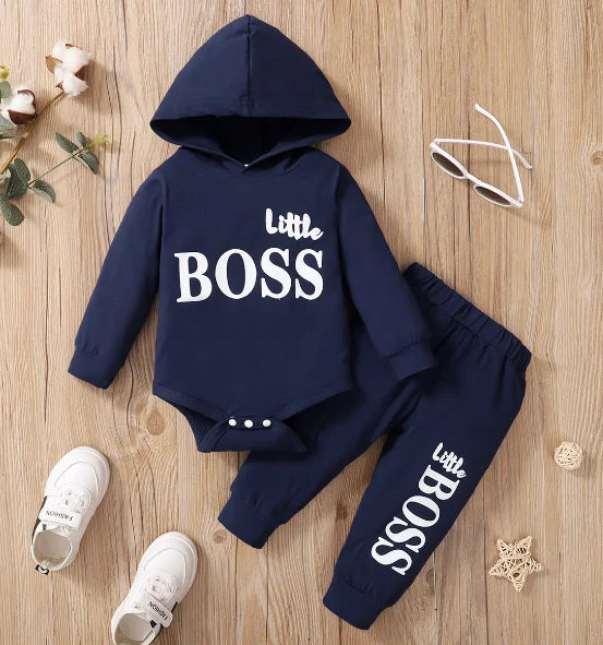Winter Newborn Infant 0-24M Baby Boy Long Sleeves Cotton Hooded Letter Fashion Baby Hoodies Clothing