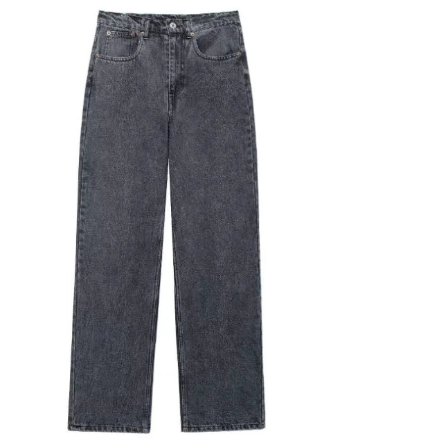 Women's Fashion Jeans Solid Colour Loose Trousers Gradient Colour Casual Streetwear Pant Broken Holes Decorated Jeans