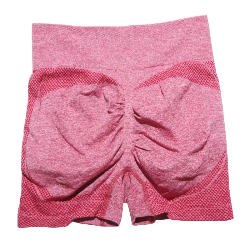 Women Butt Lifting Yoga Shorts Seamless Gym Leggings Tights Elastic Workout High Waist Tummy Control Ruched Booty Pants