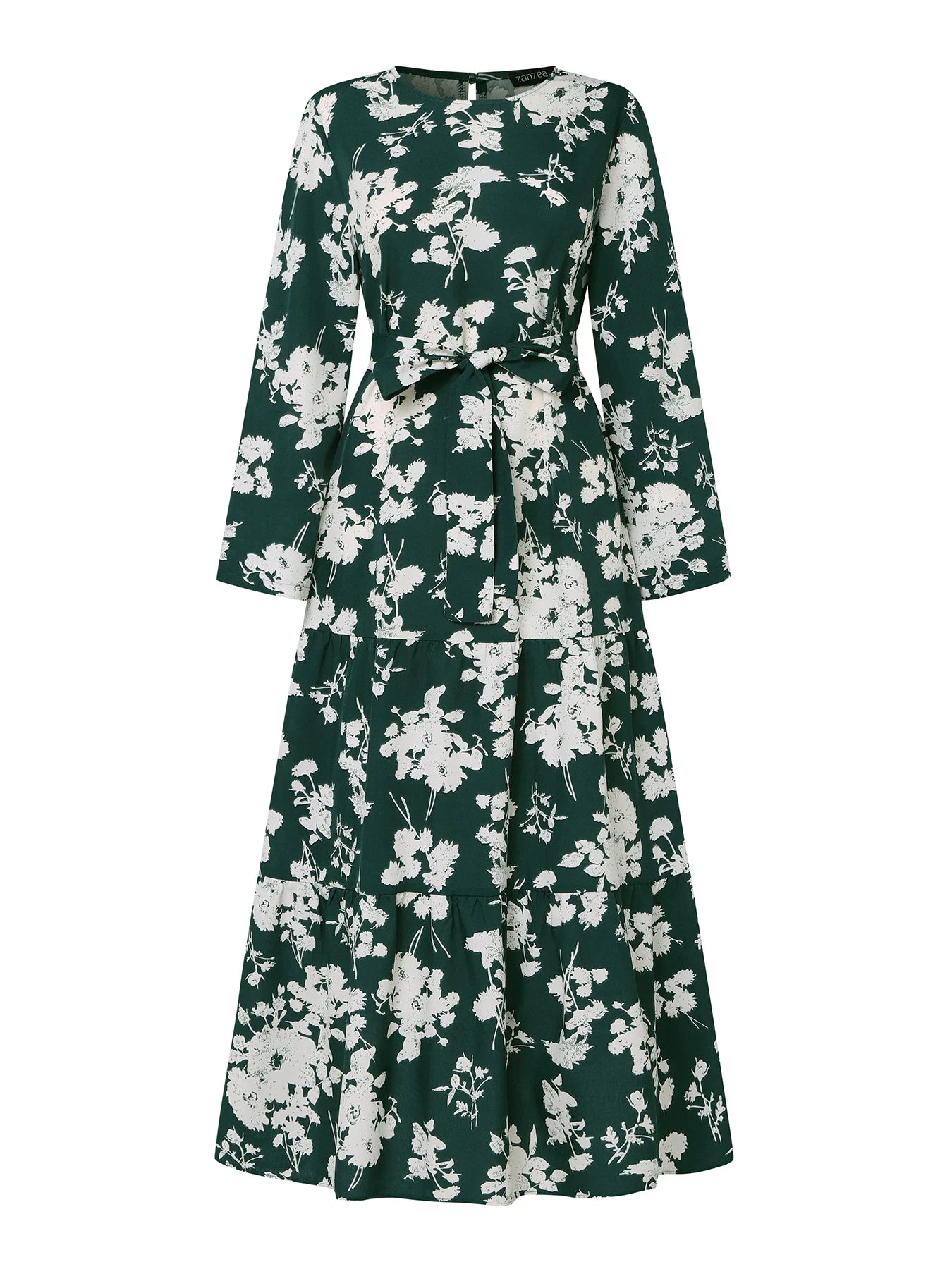 ZANZEA Spring Floral Printed Muslim Dress Long Sleeve Ramadan Turkey Vestidos Vintage Holiday Maxi Robe Kaftan Islamic Abaya