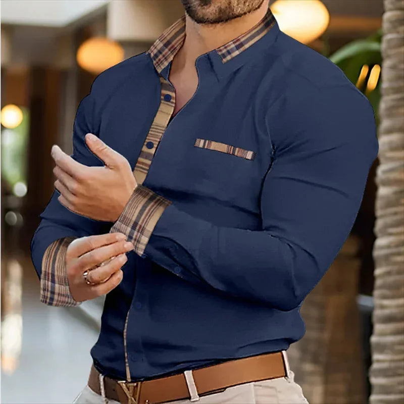 2024 Fashion Men's Business Lapel Office Casual Outdoor Street Men's Shirt Soft and Comfortable Men's Vintage Tops