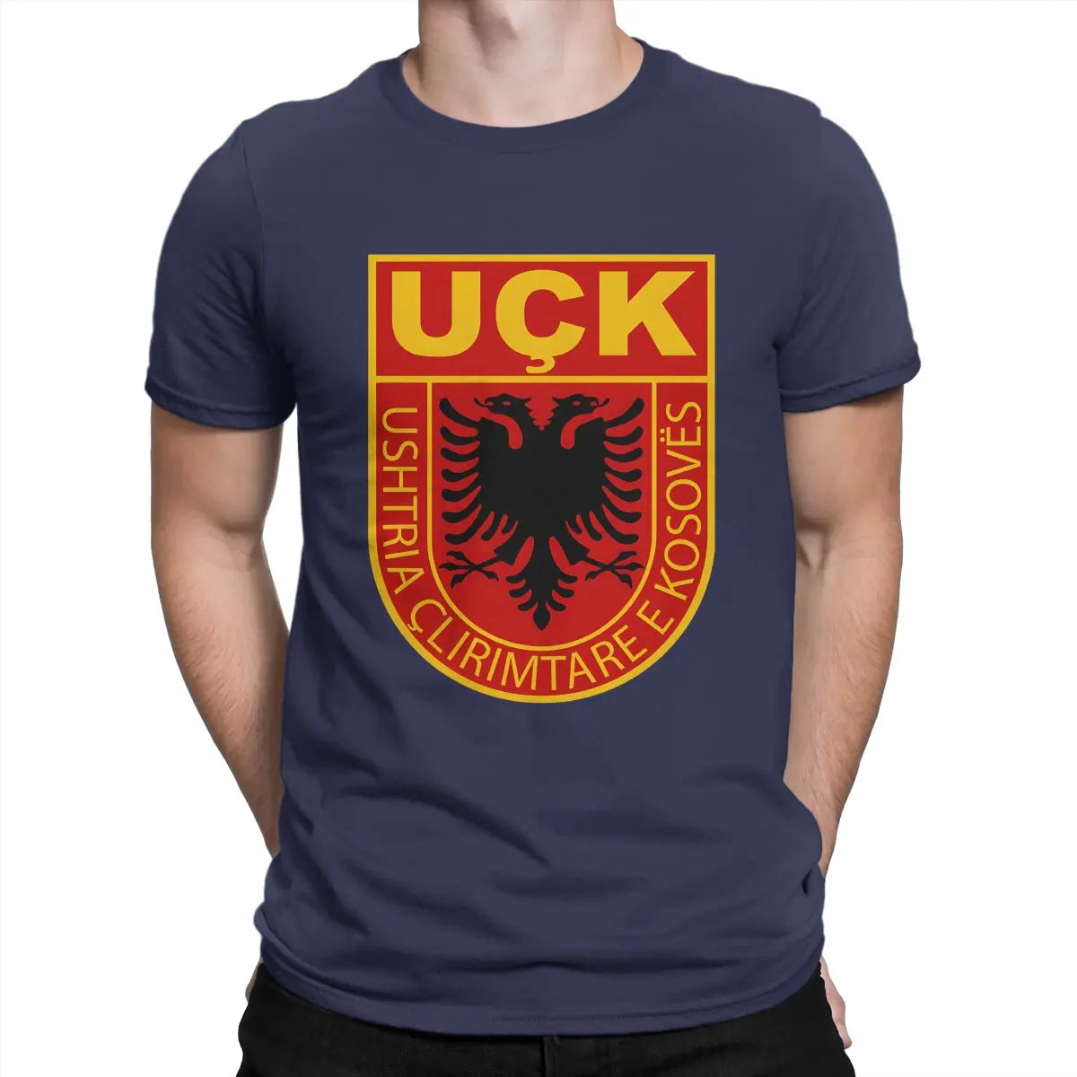 Uck T-Shirt for Men Albanian Eagle Humorous Pure Cotton Tee Shirt O Neck Short Sleeve T Shirts New Arrival Clothing