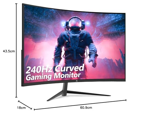 Z-Edge Ecran Pc Gamer Incurvé 27'' 240 Hz, 1ms MPRT, FHD(1920x1080), FreeSync, Moniteur Gaming LED 16:9 avec HDMI Câble, Inclinaison Réglable, 1500R, 350cd/m², 2* HDMI2.0 & 2* DP1.2, 178° Angle Vue