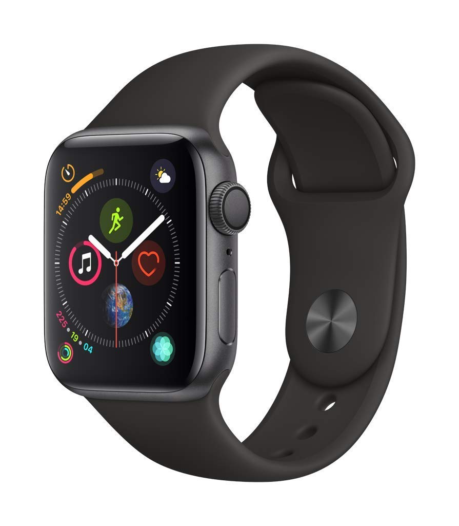 Apple Watch Series 4 (GPS, 40MM) Boîtier en Aluminium Gris Sidéral avec Bracelet Sport Noir (Reconditionné)