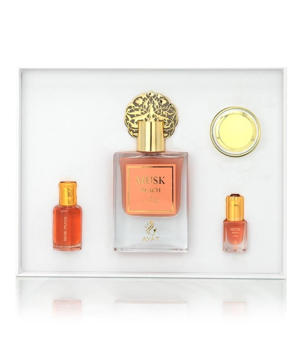 Ayat Perfumes – Coffret Prestige Complet Musk Collection - Eau de Parfum 50ml, Musc 5ml, Huiles Parfumée 12ml & Pommade de 18gr – Parfum Dubai (Musk Pomegranate)