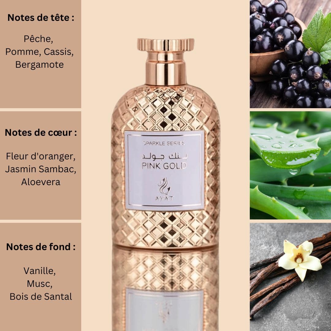 AYAT PERFUMES Eau de Parfum SPARKLE SERIES 100 ml Senteur Arabian Pour Les Femmes - Une Fragrance Sensuel Orientale Conçu et Fabriqué à Dubaï - Pink Gold