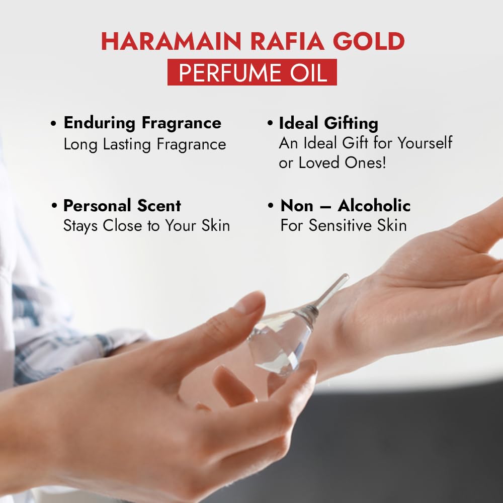 Al Haramain Rafia Gold Huile parfumée unisexe 20 ml | Parfum luxueux constant et progressif