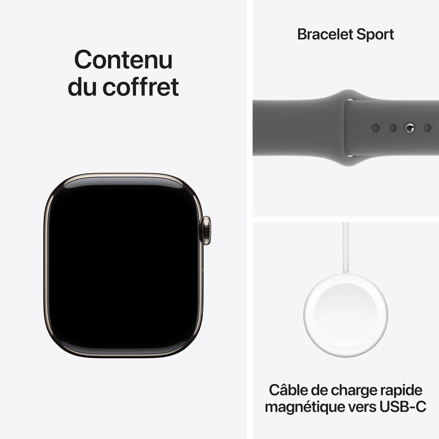 Apple Watch Series 10 (46 mm GPS + Cellular) Montre connectée avec Boîtier en Titane Naturel et Bracelet Sport Gris minéral (S/M). Suivi de l’activité Physique, app ECG, écran Retina Toujours activé