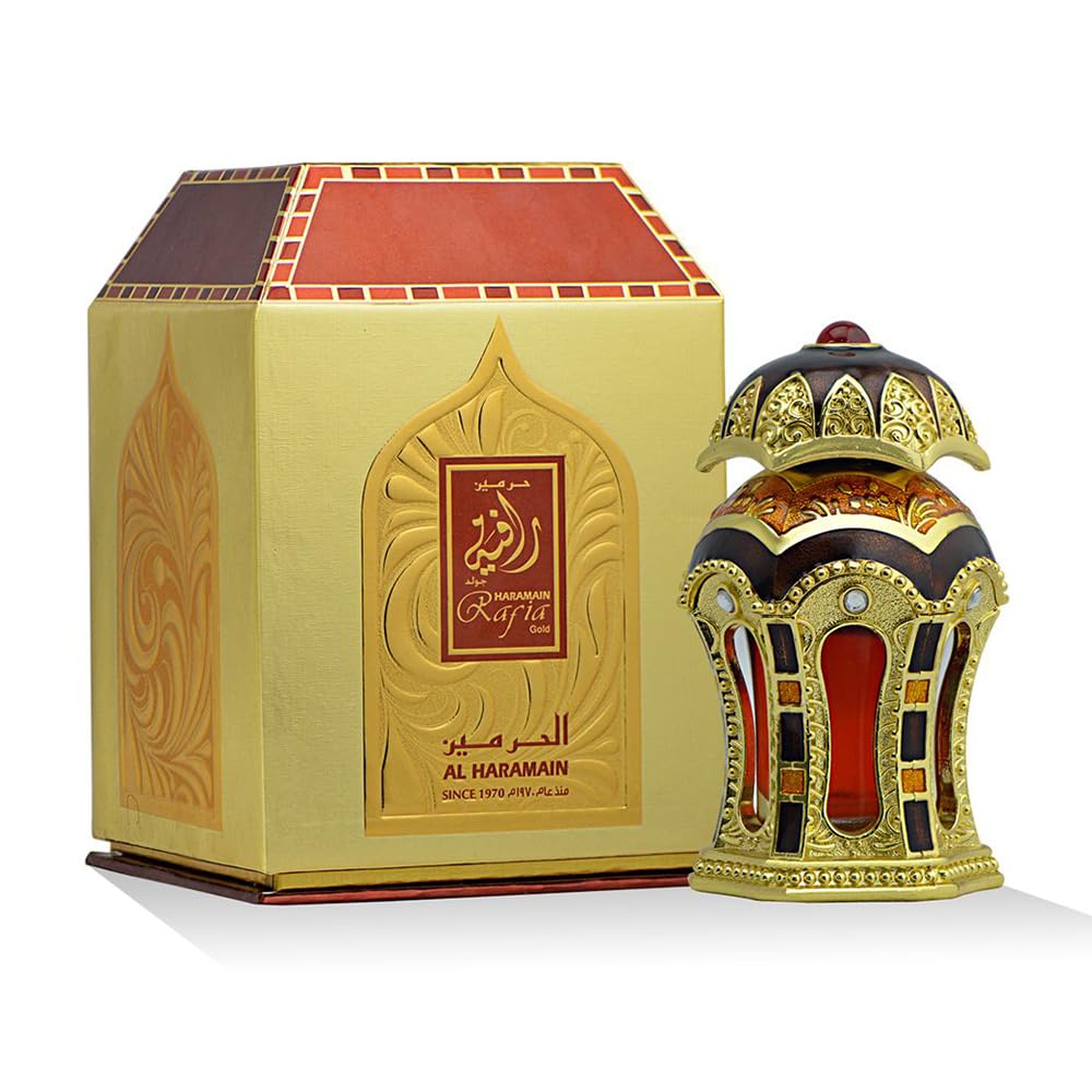 Al Haramain Rafia Gold Huile parfumée unisexe 20 ml | Parfum luxueux constant et progressif