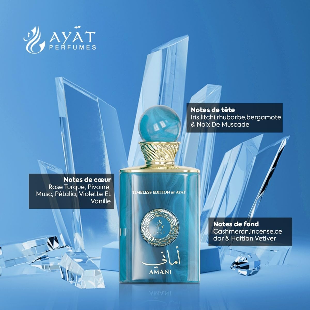 Ayat Perfumes - Eau De Parfum Diamond Series 100ml Parfum pour Homme - Parfum Dubai - Fabriqué aux Émirats Arabes Unis - Une Fragrance Sensuel Orientale (BLACK AMSTERDAM)