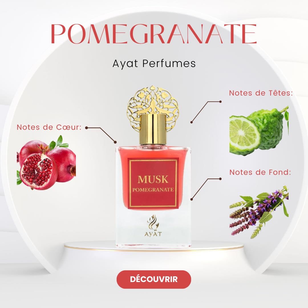 Ayat Perfumes – Coffret Prestige Complet Musk Collection - Eau de Parfum 50ml, Musc 5ml, Huiles Parfumée 12ml & Pommade de 18gr – Parfum Dubai (Musk Pomegranate)