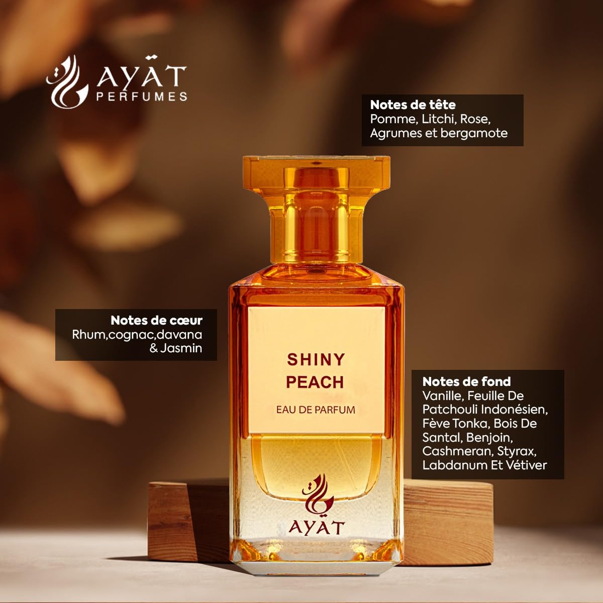 AYAT PERFUMES – Eau De Parfum 80ml de Dubaï Senteur Orientale & Fruitée – Parfum pour Femme et Homme - Une Fragrance Sensuel, Intemporel et Moderne - Unisexe (Shiny Peach)