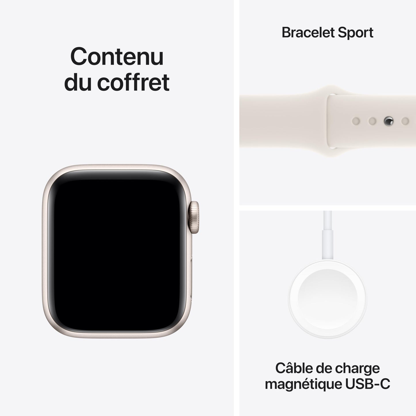 Apple Watch SE (2ᵉ génération) 40 mm GPS Montre connectée avec Boîtier en Aluminium lumière stellaire et Bracelet Sport lumière stellaire (S/M). Suivi activité et Sommeil, détection Accidents