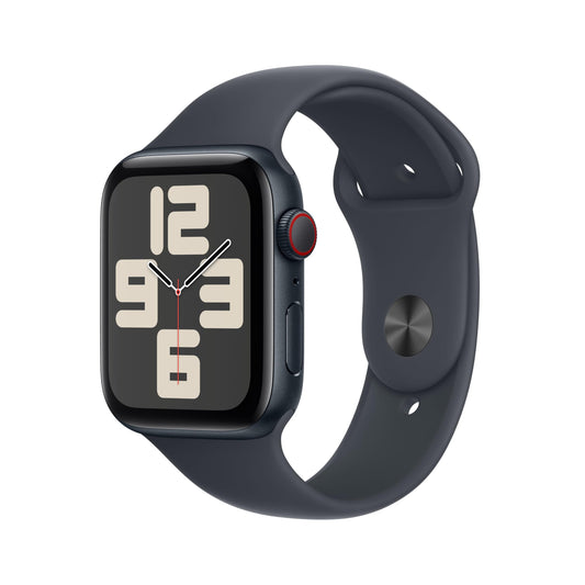 Apple Watch SE (2ᵉ gén) 44 mm GPS + Cellular Montre connectée avec Boîtier en aluminium minuit et Bracelet Sport minuit (M/L). Suivi activité et sommeil, détection accidents, suivi fréquence cardiaque