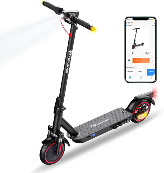 EVERCROSS EV85F Trottinettes Électriques Adultes, 8.5" Électrique Trottinette Pliable - Application, Moteur 350W, Batterie 7.8AH, Poids 15KG, Charge Max 120KG, Double Frein, Double Amortisseurs