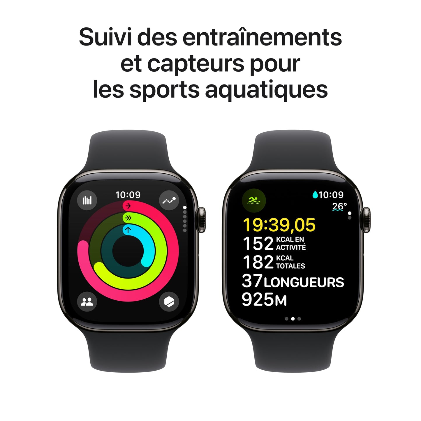 Apple Watch Series 10 (46 mm GPS + Cellular) Montre connectée avec Boîtier en Titane Naturel et Bracelet Sport Gris minéral (S/M). Suivi de l’activité Physique, app ECG, écran Retina Toujours activé