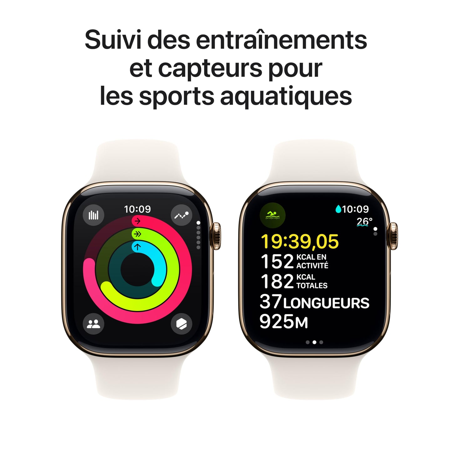 Apple Watch Series 10 (46 mm GPS + Cellular) Montre connectée avec Boîtier en Titane Naturel et Bracelet Sport Gris minéral (S/M). Suivi de l’activité Physique, app ECG, écran Retina Toujours activé