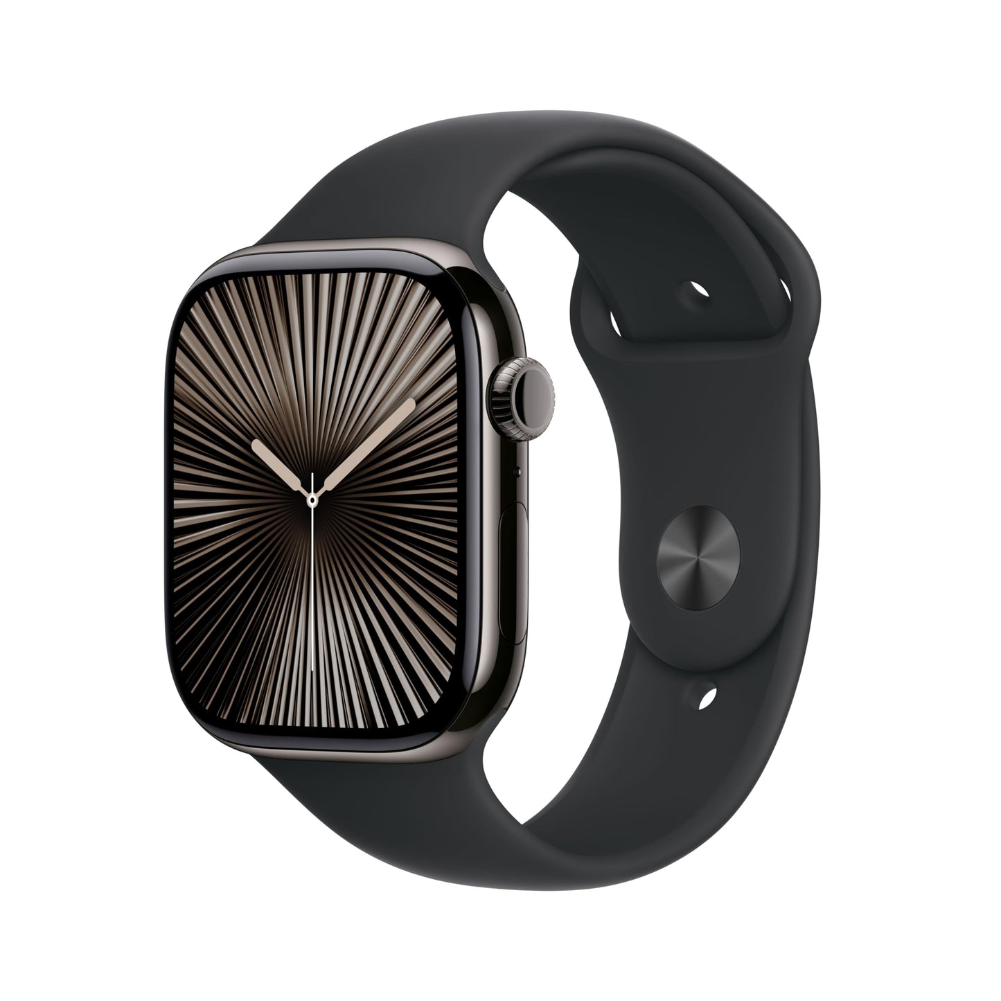 Apple Watch Series 10 (46 mm GPS + Cellular) Montre connectée avec Boîtier en Titane Naturel et Bracelet Sport Gris minéral (S/M). Suivi de l’activité Physique, app ECG, écran Retina Toujours activé