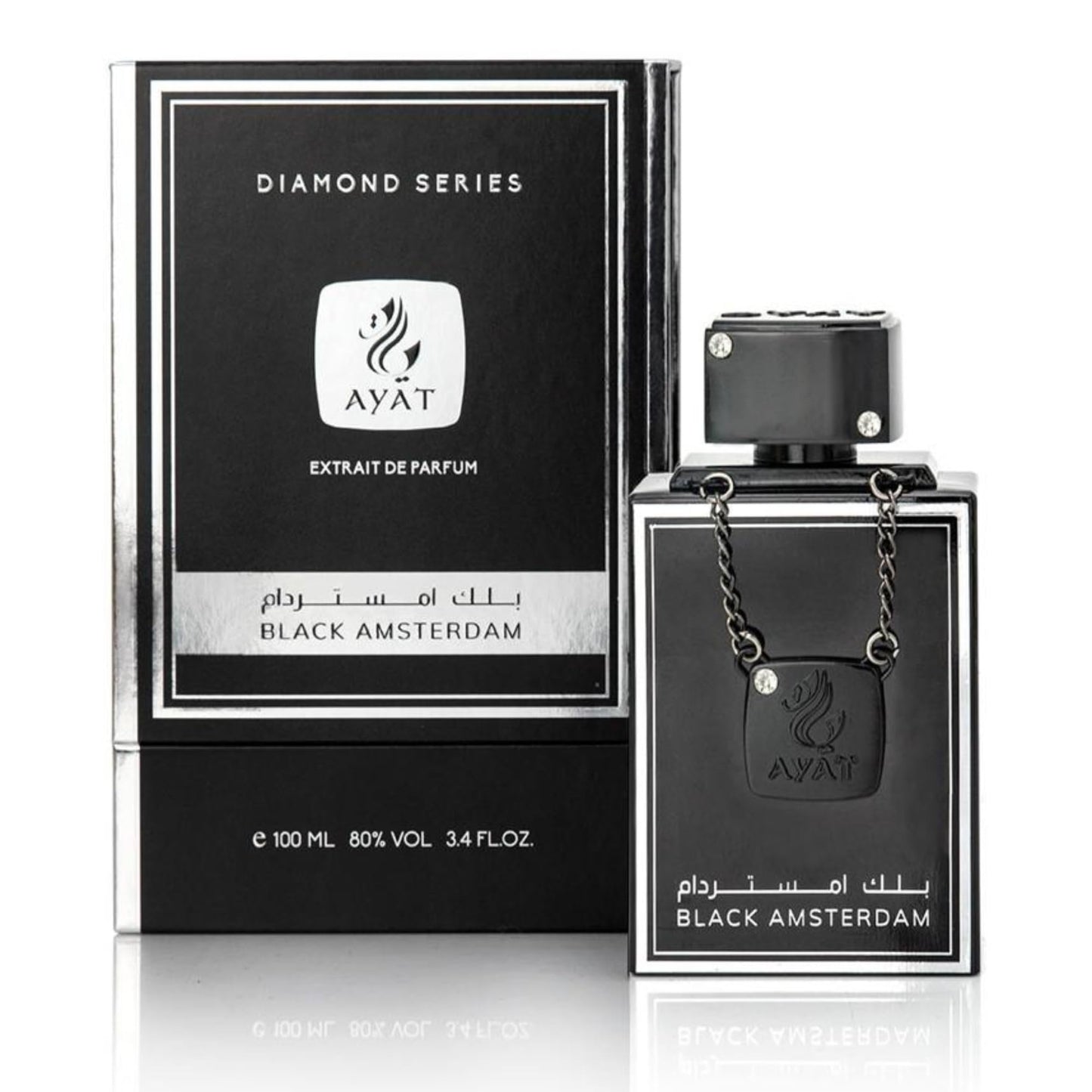 Ayat Perfumes - Eau De Parfum Diamond Series 100ml Parfum pour Homme - Parfum Dubai - Fabriqué aux Émirats Arabes Unis - Une Fragrance Sensuel Orientale (BLACK AMSTERDAM)