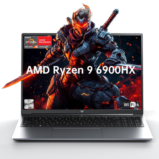 ACEMAGIC 2024 PC Portable Gaming AMD Ryzen 9 6900HX (Jusqu'à 4,9 Hz) Ordinateur Portable 16 Pouces FHD Comparable au i7, 16 Go Ram DDR5 512 Go Étendre à 4 to Clavier rétroéclairé M.2 SSD*2,WiFi 6