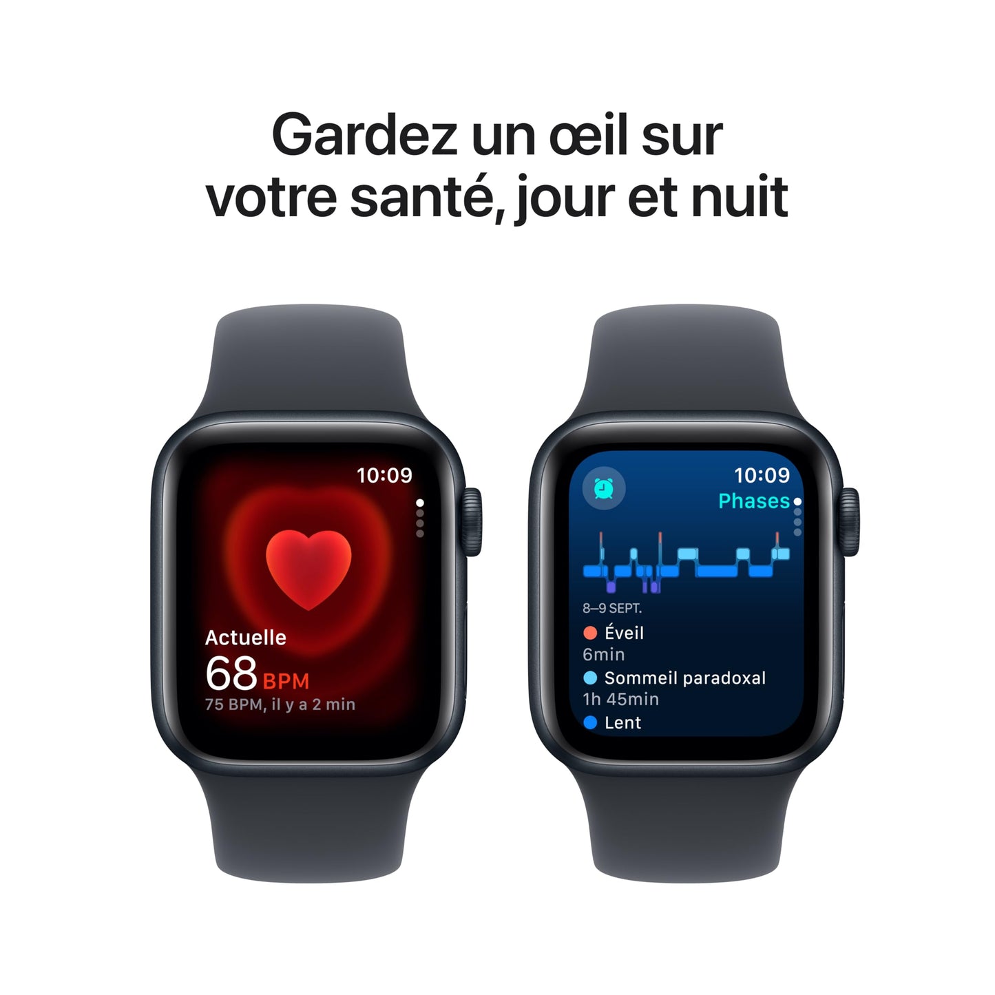 Apple Watch SE (2ᵉ gén) 44 mm GPS + Cellular Montre connectée avec Boîtier en aluminium minuit et Bracelet Sport minuit (M/L). Suivi activité et sommeil, détection accidents, suivi fréquence cardiaque