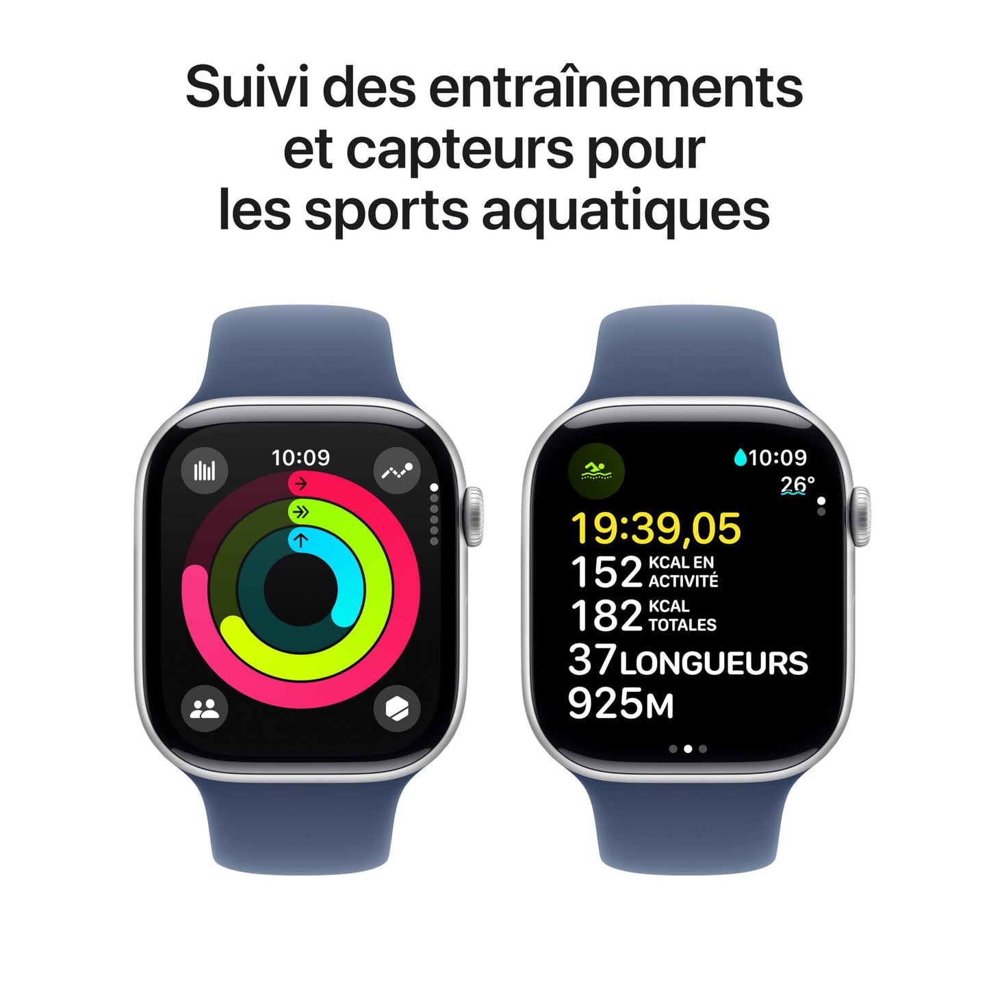 Apple Watch Series 10 (42 mm GPS + Cellular) Montre connectée avec Boîtier en Aluminium Noir de Jais et Bouchle Sport Encre Violette. Suivi de l’activité Physique, app ECG, Neutre en Carbone