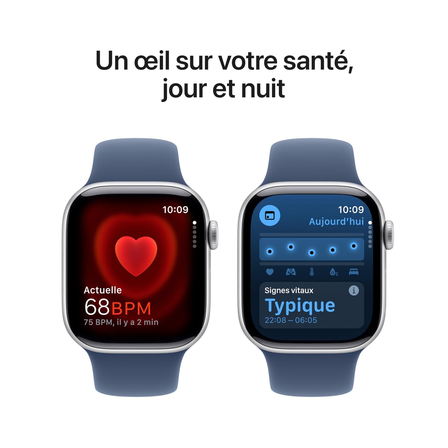 Apple Watch Series 10 (42 mm GPS + Cellular) Montre connectée avec Boîtier en Aluminium Noir de Jais et Bouchle Sport Encre Violette. Suivi de l’activité Physique, app ECG, Neutre en Carbone