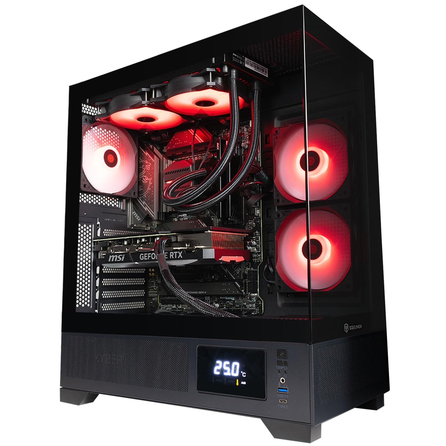 BREUNOR Avalon - Ordinateur de Bureau Gaming i7 12700F 12 cœurs jusqu'à 4,90 GHz, RTX 4060Ti 8Go, RAM 32Go DDR4 3600MHz, SSD NVMe 1000Go, Watercooling CPU 240mm, Windows 11 Pro, Pc Gamer i7