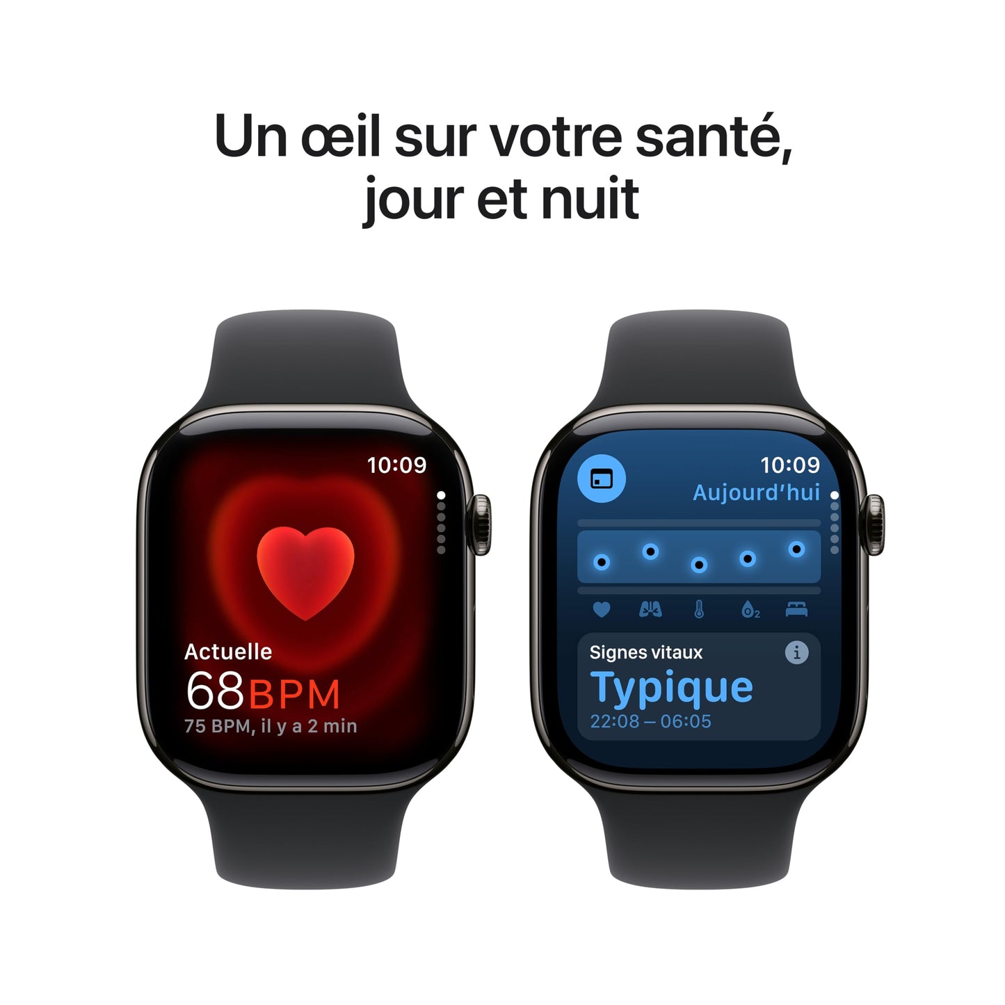 Apple Watch Series 10 (46 mm GPS + Cellular) Montre connectée avec Boîtier en Titane Naturel et Bracelet Sport Gris minéral (S/M). Suivi de l’activité Physique, app ECG, écran Retina Toujours activé