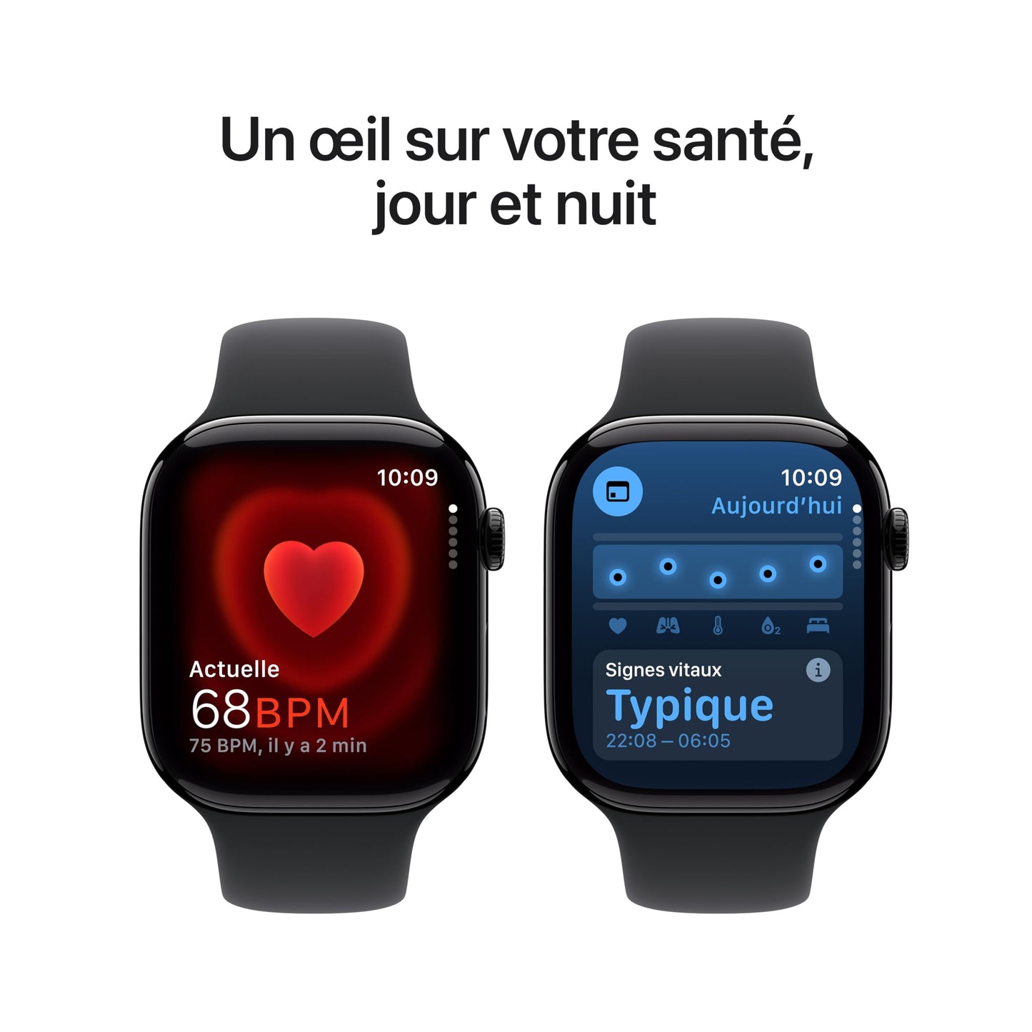 Apple Watch Series 10 (42 mm GPS + Cellular) Montre connectée avec Boîtier en Aluminium Noir de Jais et Bouchle Sport Encre Violette. Suivi de l’activité Physique, app ECG, Neutre en Carbone