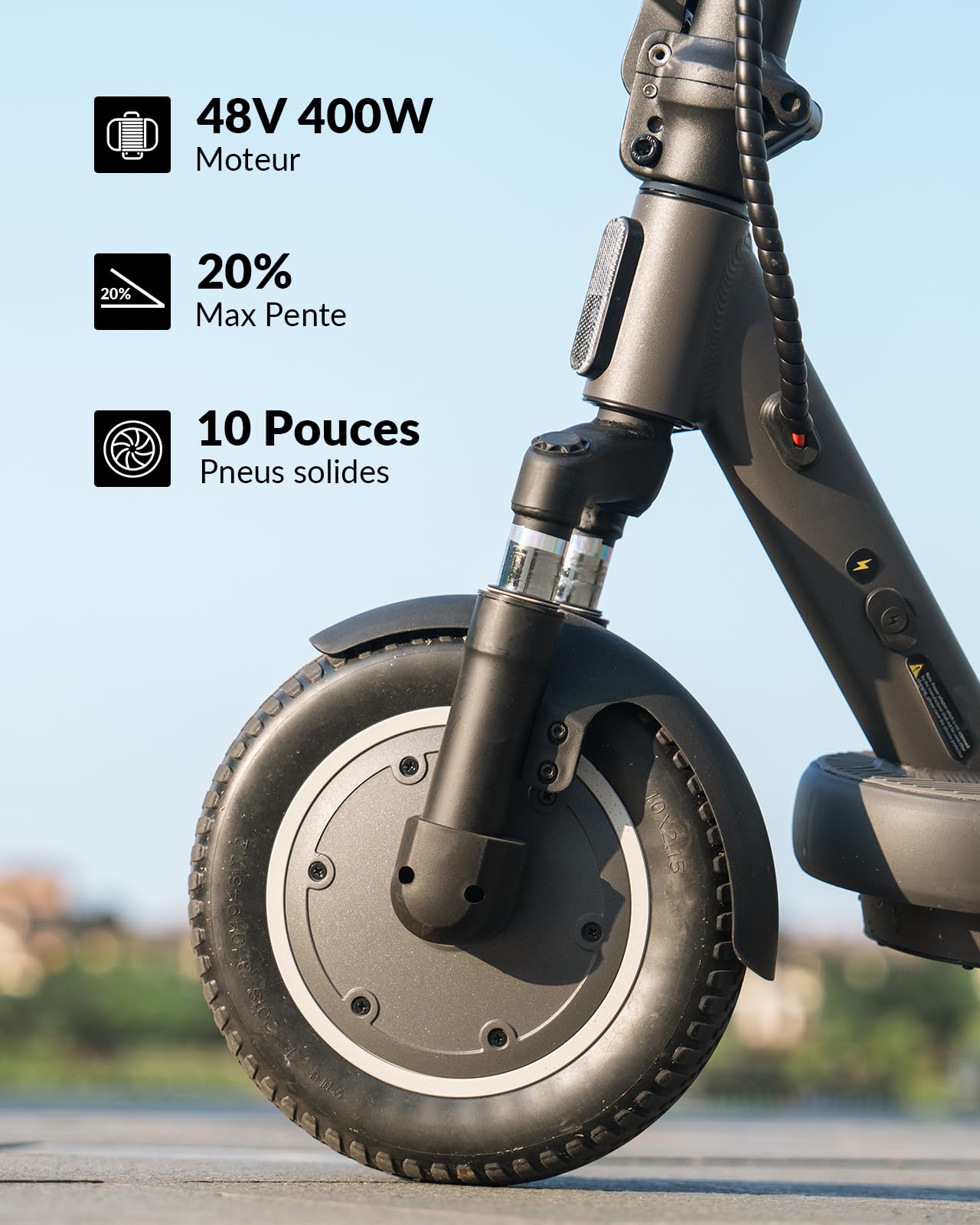 5TH WHEEL V40 Pro Trottinette Électrique Adulte, 10'' Scooter Electrique Pliable, E-Scooter avec App Control, Vitesse Max 25km/h, 40 KM Autonomie Maximale, Affichage LED, Amortisseurs Quadruples