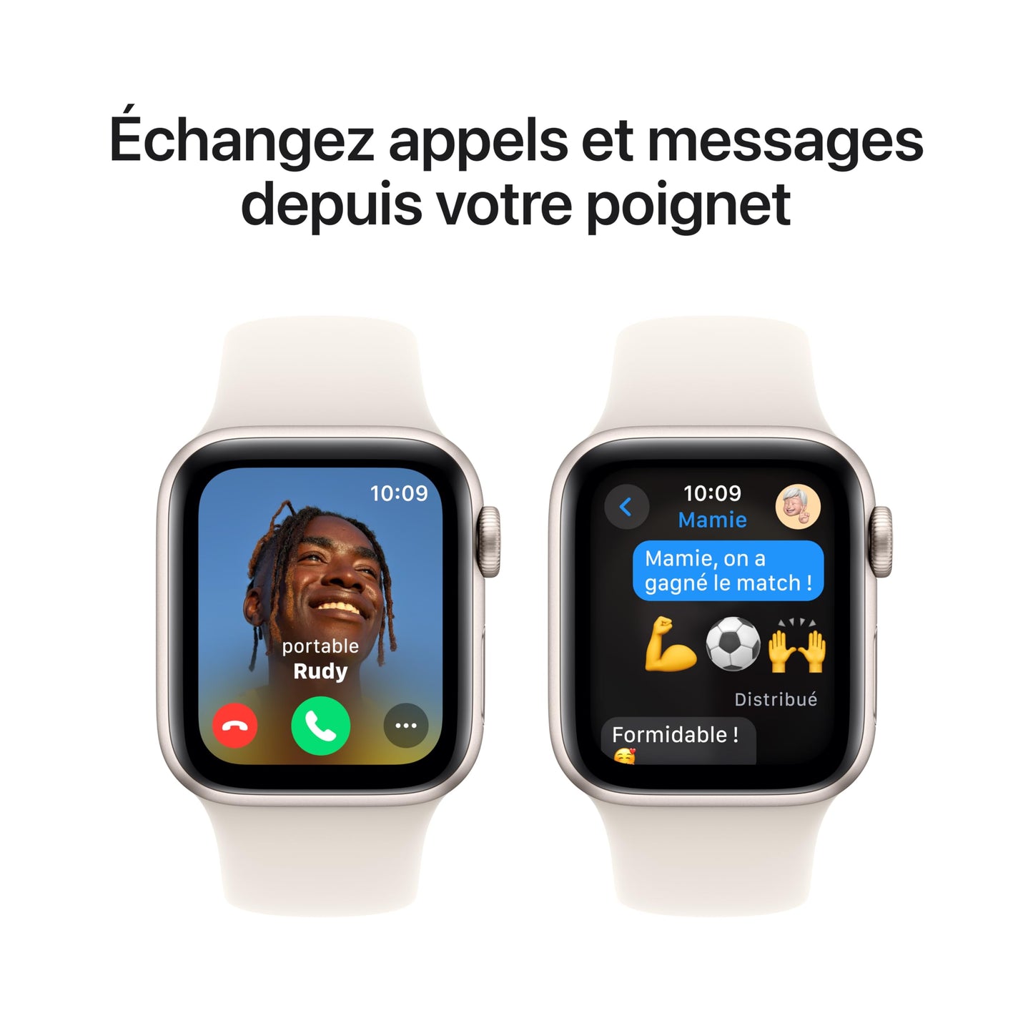 Apple Watch SE (2ᵉ génération) 40 mm GPS Montre connectée avec Boîtier en Aluminium lumière stellaire et Bracelet Sport lumière stellaire (S/M). Suivi activité et Sommeil, détection Accidents