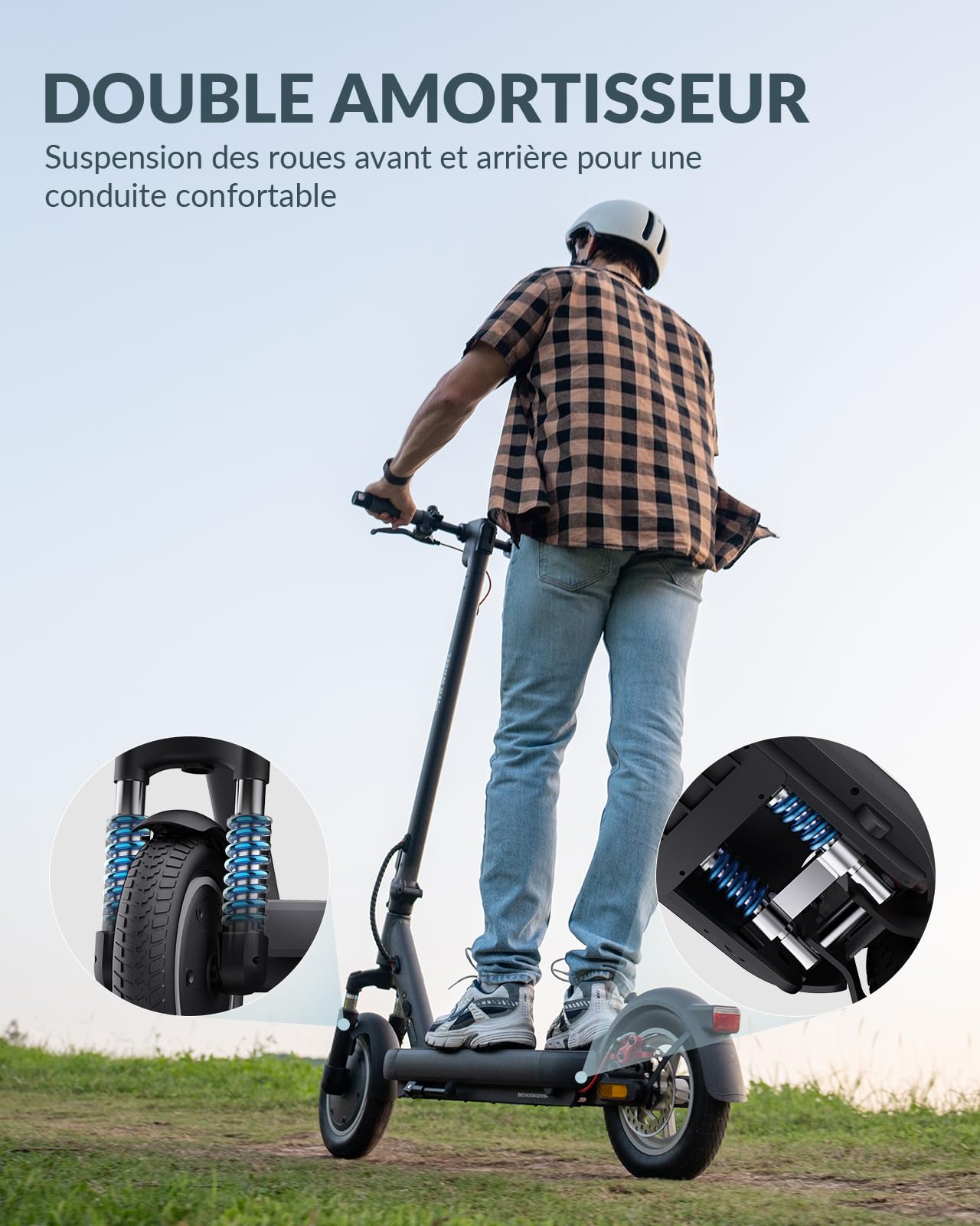 5TH WHEEL V40 Pro Trottinette Électrique Adulte, 10'' Scooter Electrique Pliable, E-Scooter avec App Control, Vitesse Max 25km/h, 40 KM Autonomie Maximale, Affichage LED, Amortisseurs Quadruples