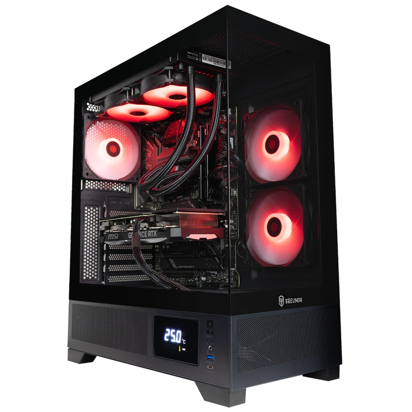 BREUNOR Avalon - Ordinateur de Bureau Gaming i7 12700F 12 cœurs jusqu'à 4,90 GHz, RTX 4060Ti 8Go, RAM 32Go DDR4 3600MHz, SSD NVMe 1000Go, Watercooling CPU 240mm, Windows 11 Pro, Pc Gamer i7