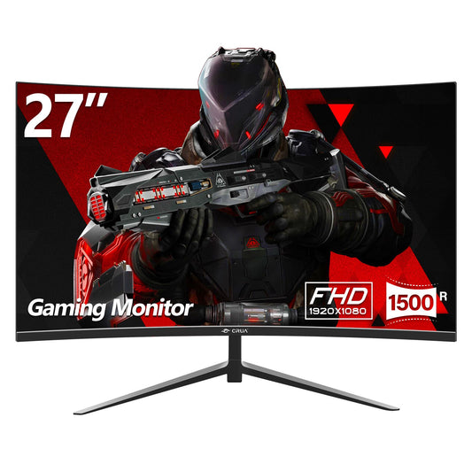 CRUA 27 Pouces 165HZ/180HZ écran incurvé PC,Moniteur de Jeu Full HD 1080P 1800R écran d’Ordinateur sans Cadre,1ms GTG avec FreeSync,Faible Flou Moniteur,Soins des Yeux,VESA,DisplayPort,HDMI