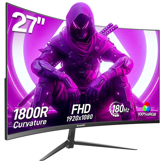 Gawfolk Écran PC Gamer Incurvé 27 Pouces 180Hz, 1080p Moniteur PC Gaming 144Hz 1800R, Écran D'Ordinateur Jeu avec FreeSync & Eye-Care Technology, DP, HDMI, Noir