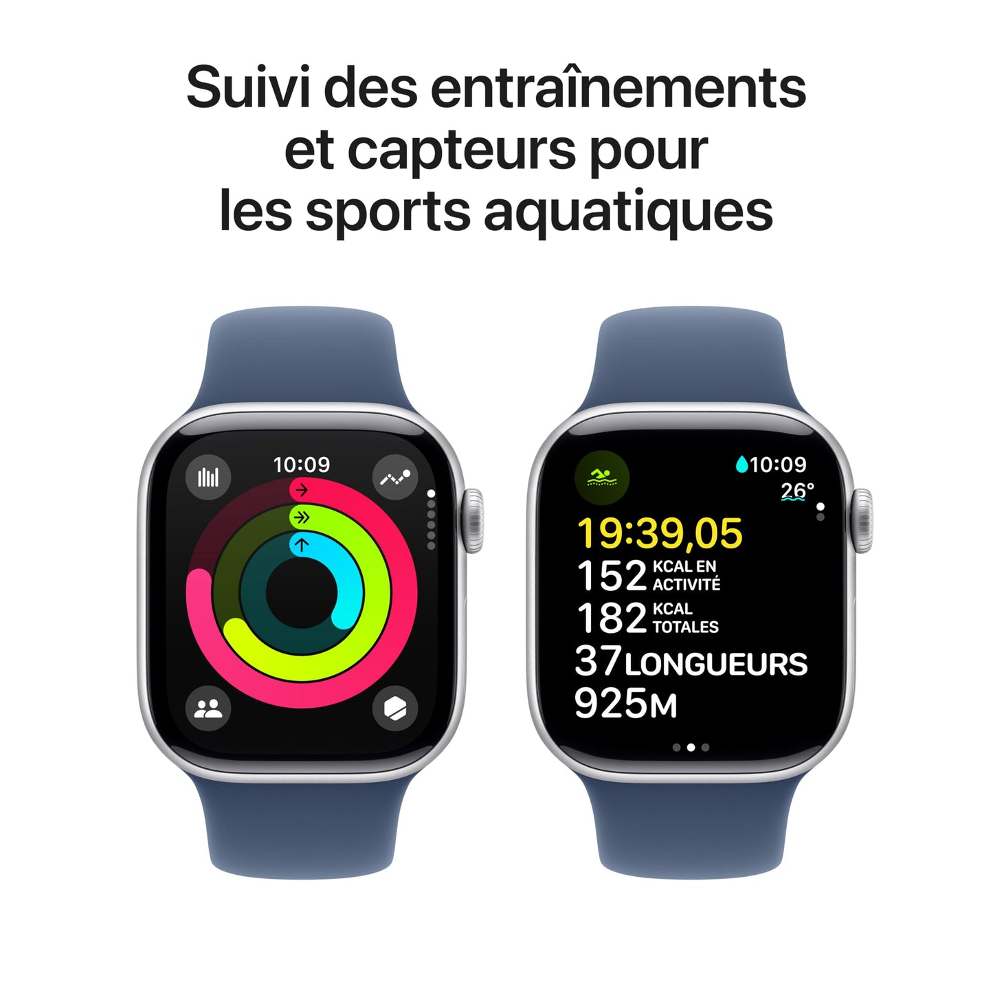 Apple Watch Series 10 (42 mm GPS + Cellular) Montre connectée avec Boîtier en Aluminium Noir de Jais et Bouchle Sport Encre Violette. Suivi de l’activité Physique, app ECG, Neutre en Carbone