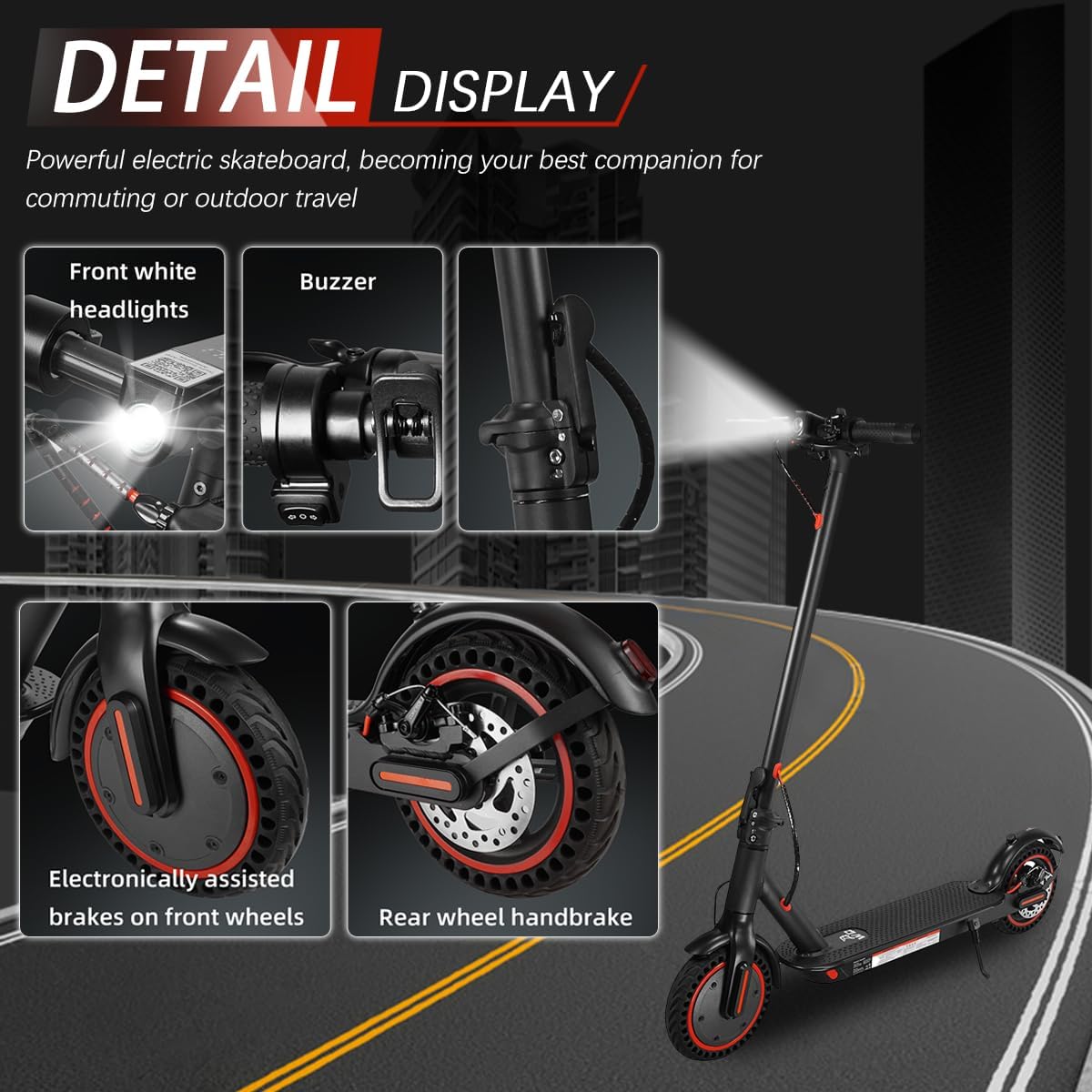 Trottinettes électriques de 8,5 Pouce, Batterie de Classe A de 10,4 Ah, 3 Modes de Vitesse, portée de 15 à 21 milles et Charge de 120 kg avec Support de téléphone Portable et verrou de Voiture