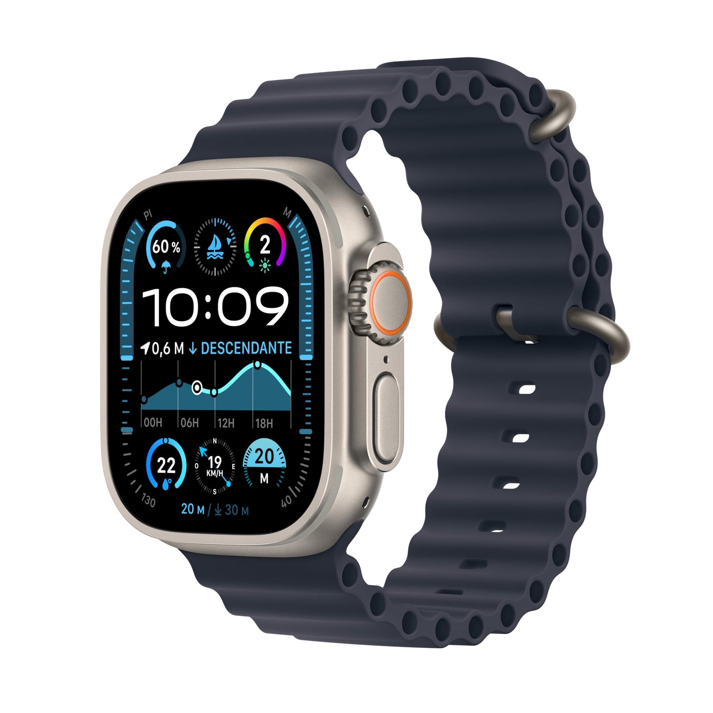 Apple Watch Ultra 2 (49 mm GPS + Cellular) Montre de Sport connectée avec Boîtier en Titane Naturel et Bracelet Milanais Titane Naturel (Medium). Suivi de l’activité, Neutre en Carbone