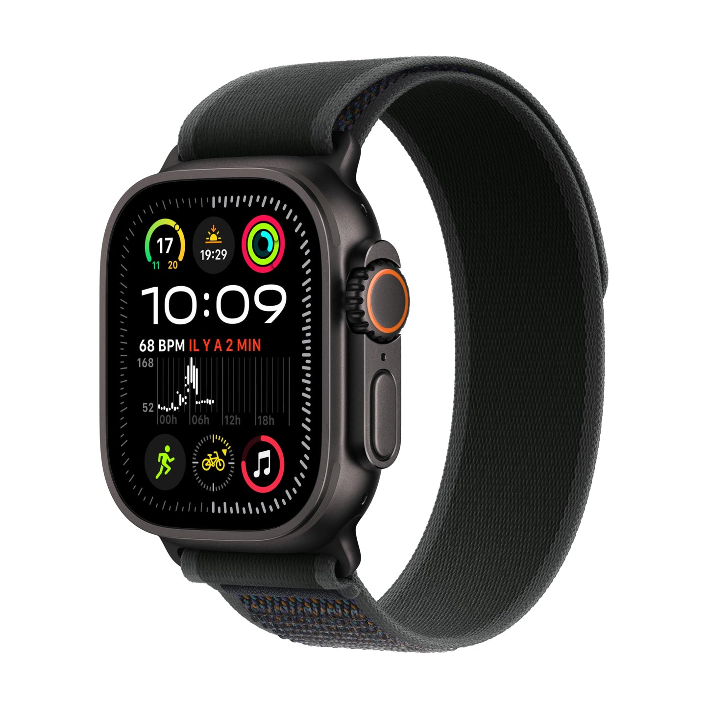 Apple Watch Ultra 2 (49 mm GPS + Cellular) Montre de Sport connectée avec Boîtier en Titane Naturel et Bracelet Milanais Titane Naturel (Medium). Suivi de l’activité, Neutre en Carbone