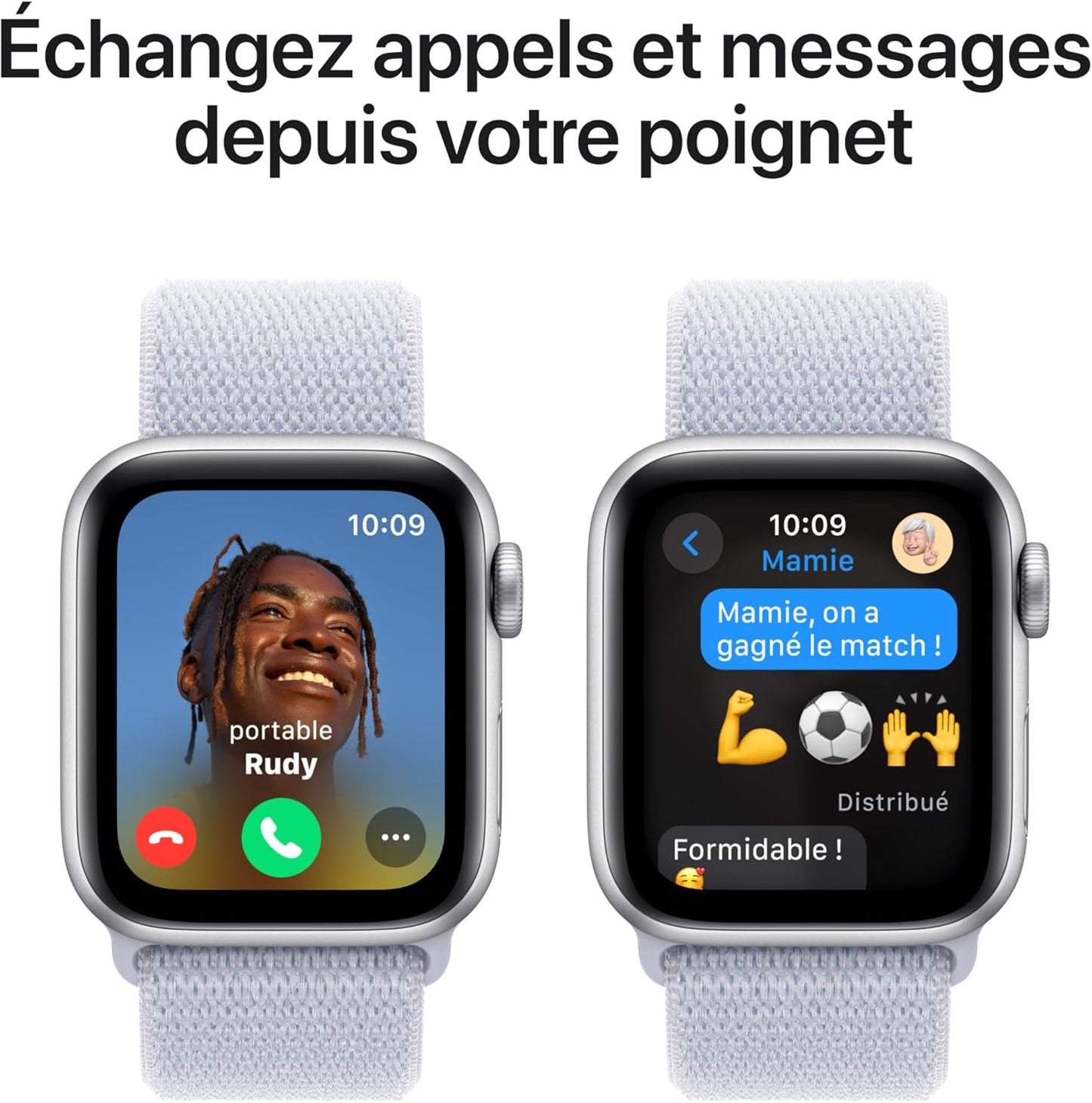 Apple Watch SE (2ᵉ génération) 40 mm GPS Montre connectée avec Boîtier en Aluminium lumière stellaire et Bracelet Sport lumière stellaire (S/M). Suivi activité et Sommeil, détection Accidents