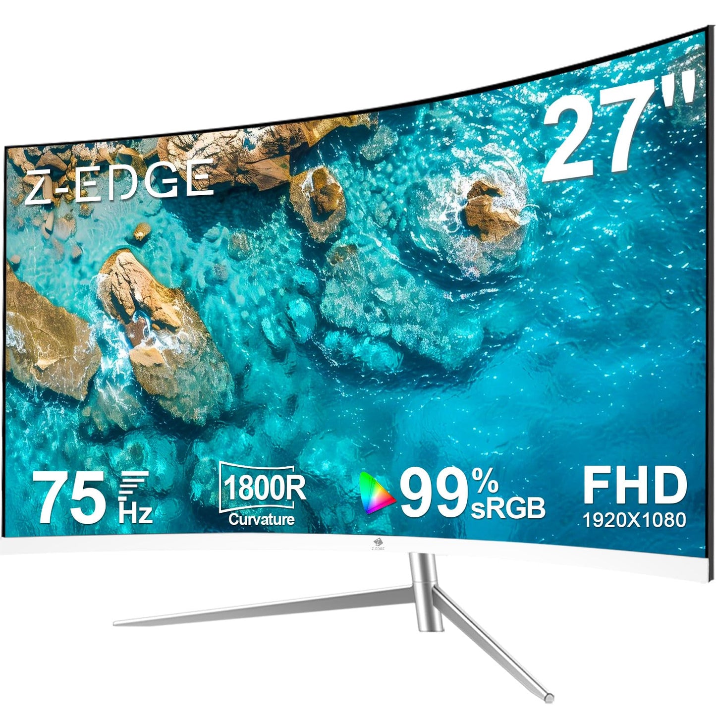 Z-Edge Ecran Pc Gamer Incurvé 27'' 240 Hz, 1ms MPRT, FHD(1920x1080), FreeSync, Moniteur Gaming LED 16:9 avec HDMI Câble, Inclinaison Réglable, 1500R, 350cd/m², 2* HDMI2.0 & 2* DP1.2, 178° Angle Vue