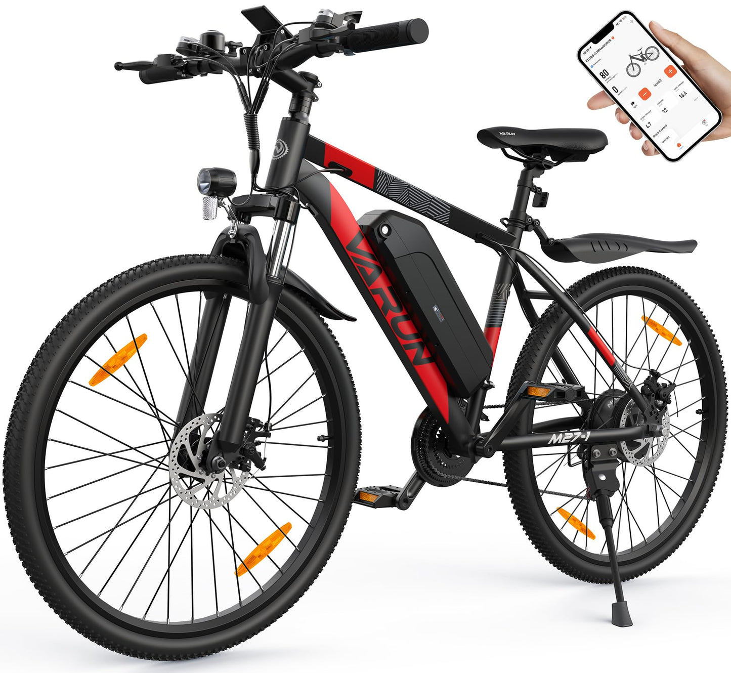 VARUN Velo Electrique, 24"/26"/27.5" VTT Électrique avec 48V/36V Batterie, Jusqu'à 55-100KM, 250W Moteur, Vélo Électrique Homme Femme avec 21/1 Vitesses, Écran LCD, Ville E-Bike avec Pédalage Assisté