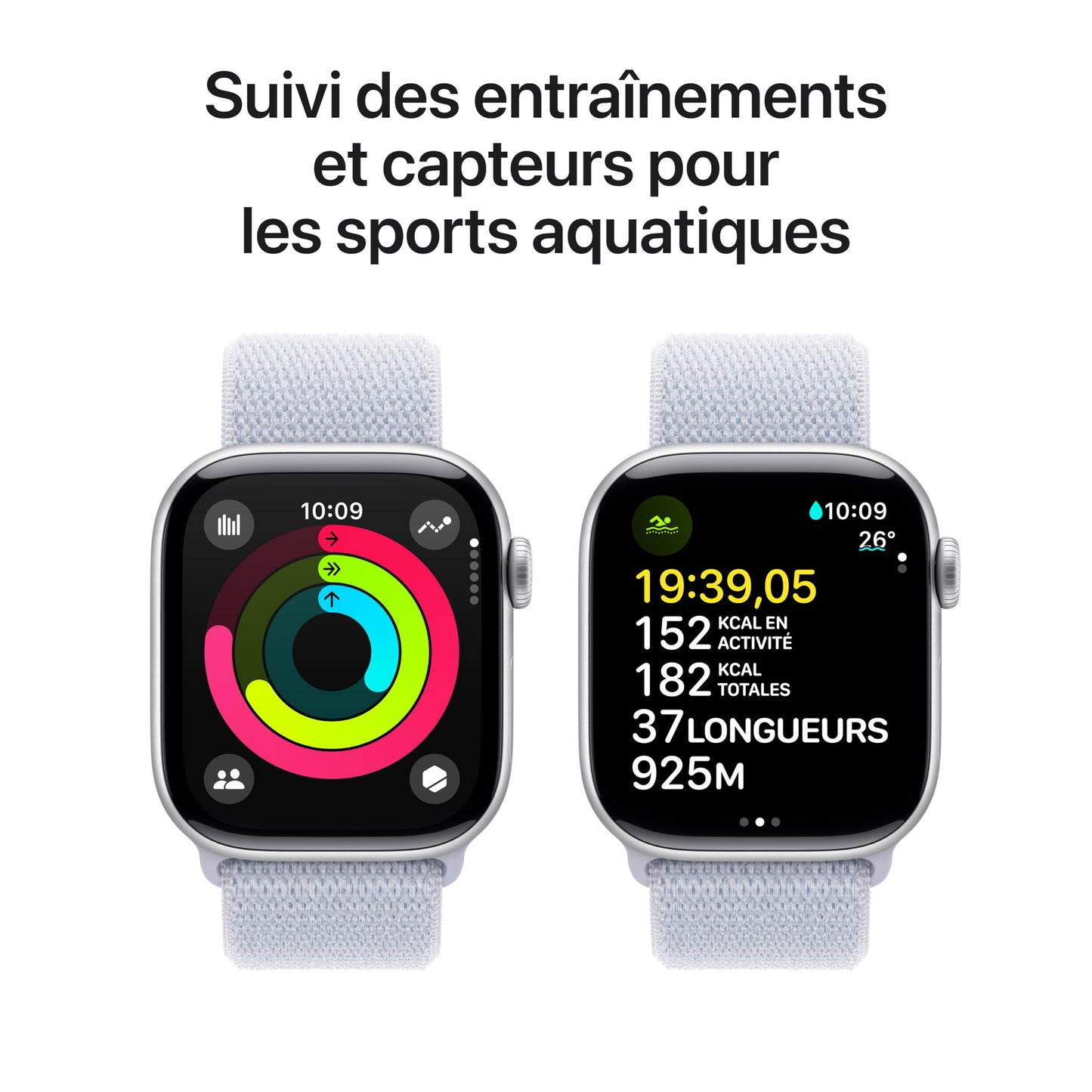 Apple Watch Series 10 (42 mm GPS + Cellular) Montre connectée avec Boîtier en Aluminium Noir de Jais et Bouchle Sport Encre Violette. Suivi de l’activité Physique, app ECG, Neutre en Carbone