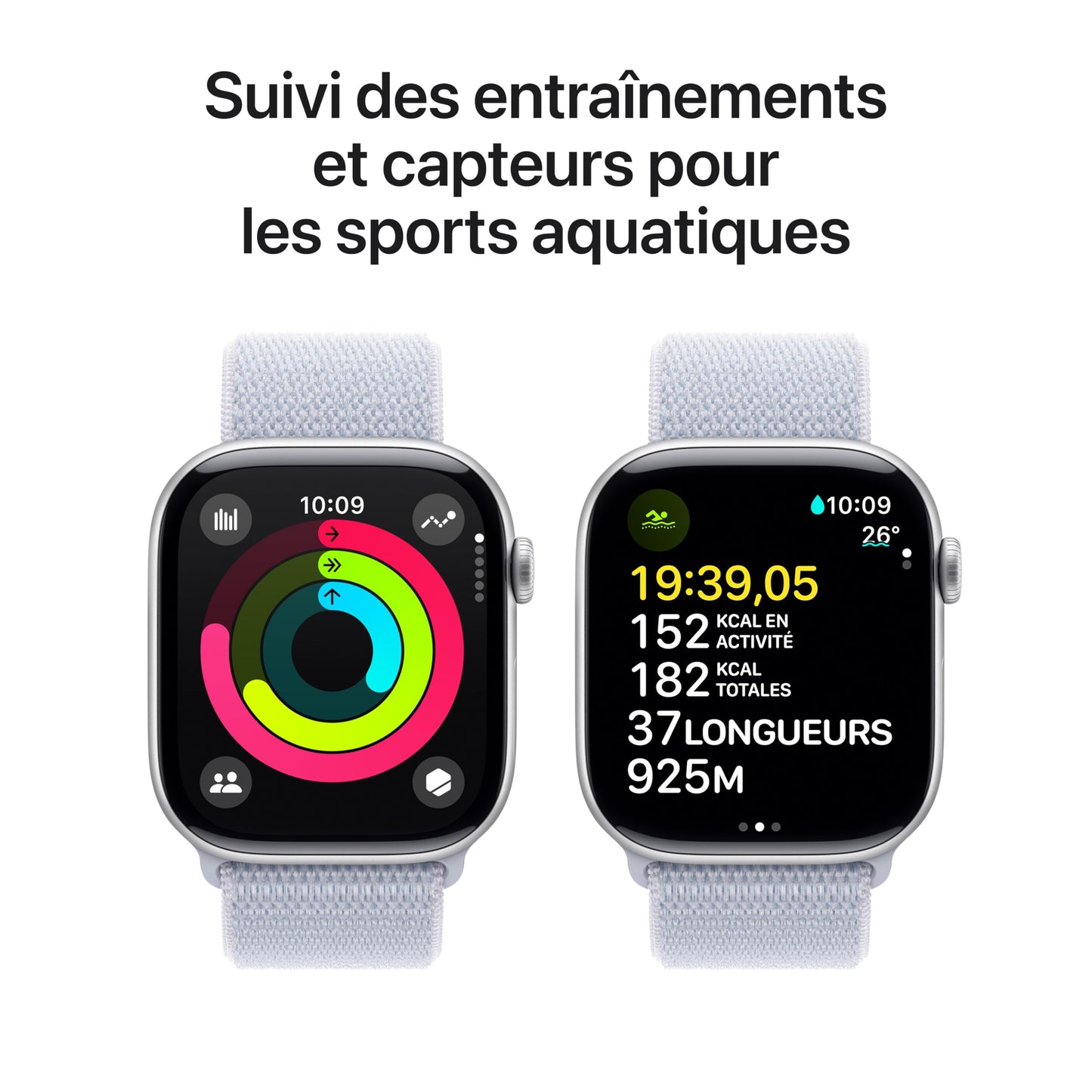 Apple Watch Series 10 (42 mm GPS + Cellular) Montre connectée avec Boîtier en Aluminium Noir de Jais et Bouchle Sport Encre Violette. Suivi de l’activité Physique, app ECG, Neutre en Carbone