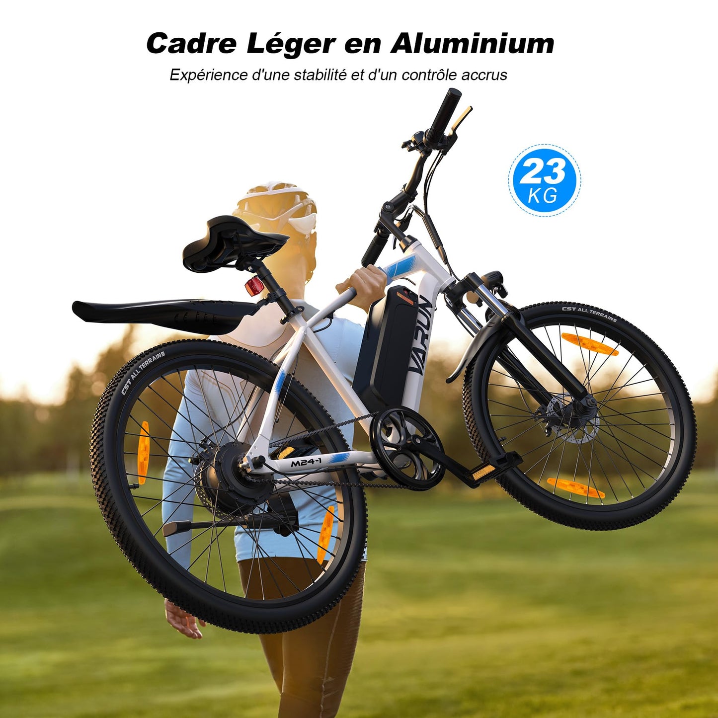 VARUN Velo Electrique, 24"/26"/27.5" VTT Électrique avec 48V/36V Batterie, Jusqu'à 55-100KM, 250W Moteur, Vélo Électrique Homme Femme avec 21/1 Vitesses, Écran LCD, Ville E-Bike avec Pédalage Assisté
