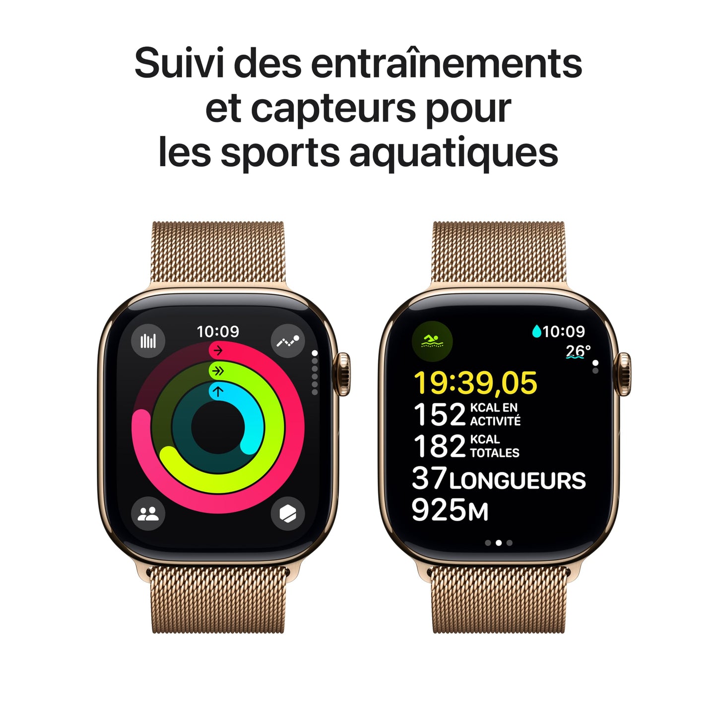 Apple Watch Series 10 (46 mm GPS + Cellular) Montre connectée avec Boîtier en Titane Naturel et Bracelet Sport Gris minéral (S/M). Suivi de l’activité Physique, app ECG, écran Retina Toujours activé