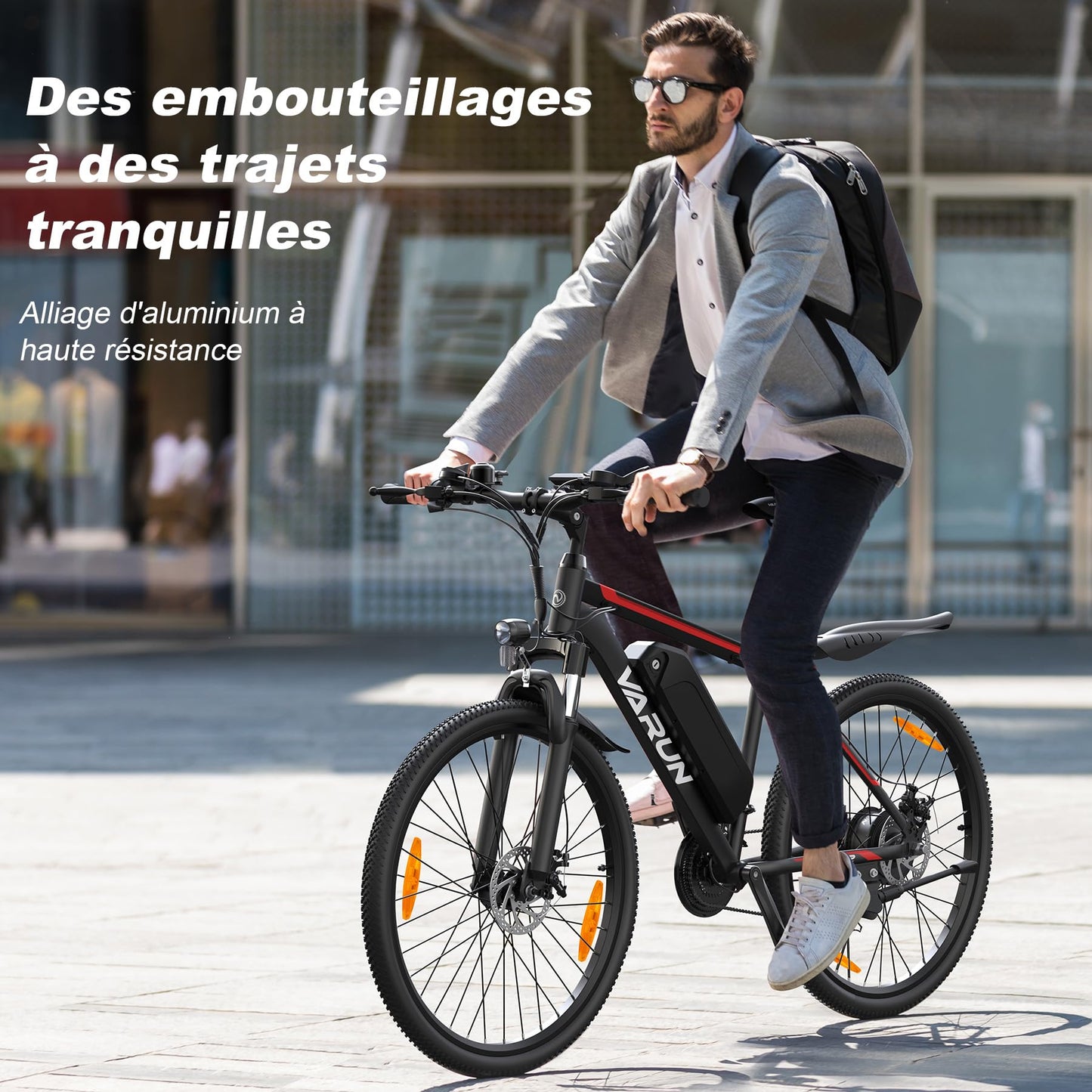 VARUN Velo Electrique, 24"/26"/27.5" VTT Électrique avec 48V/36V Batterie, Jusqu'à 55-100KM, 250W Moteur, Vélo Électrique Homme Femme avec 21/1 Vitesses, Écran LCD, Ville E-Bike avec Pédalage Assisté